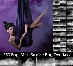 250张高清透明混合专用的烟雾PNG图片：250 Fog Overlays, Realistic Smoke, Real Mist Overl